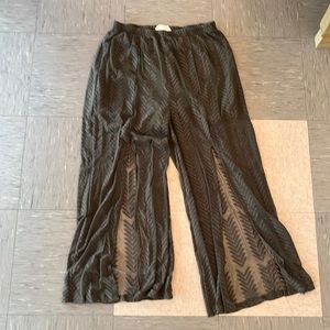 Green Mesh wide leg pants